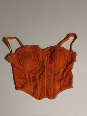 Orange Lace Cropped Corset Top